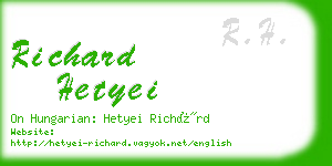 richard hetyei business card